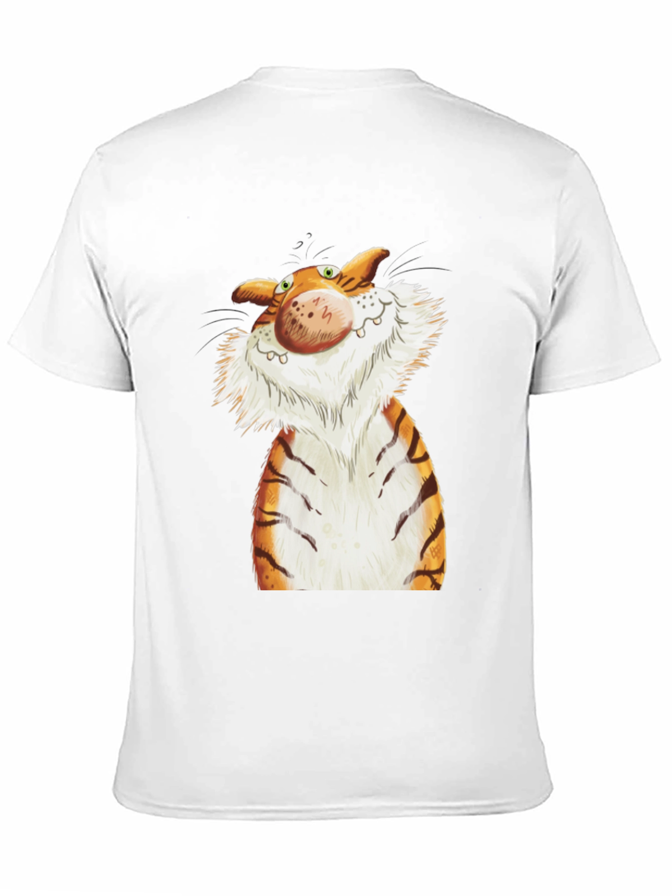 Cartoon Tiger Graphic Tee - Black Cotton T-Shirt