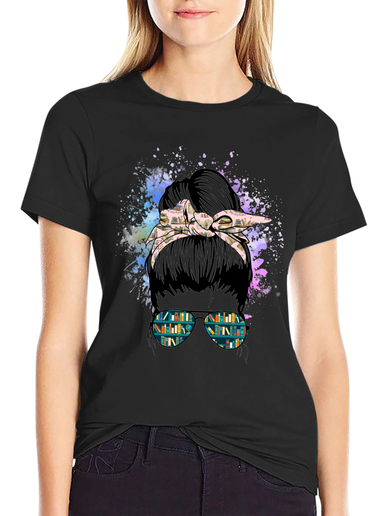 Book Lover Messy Bun T-Shirt