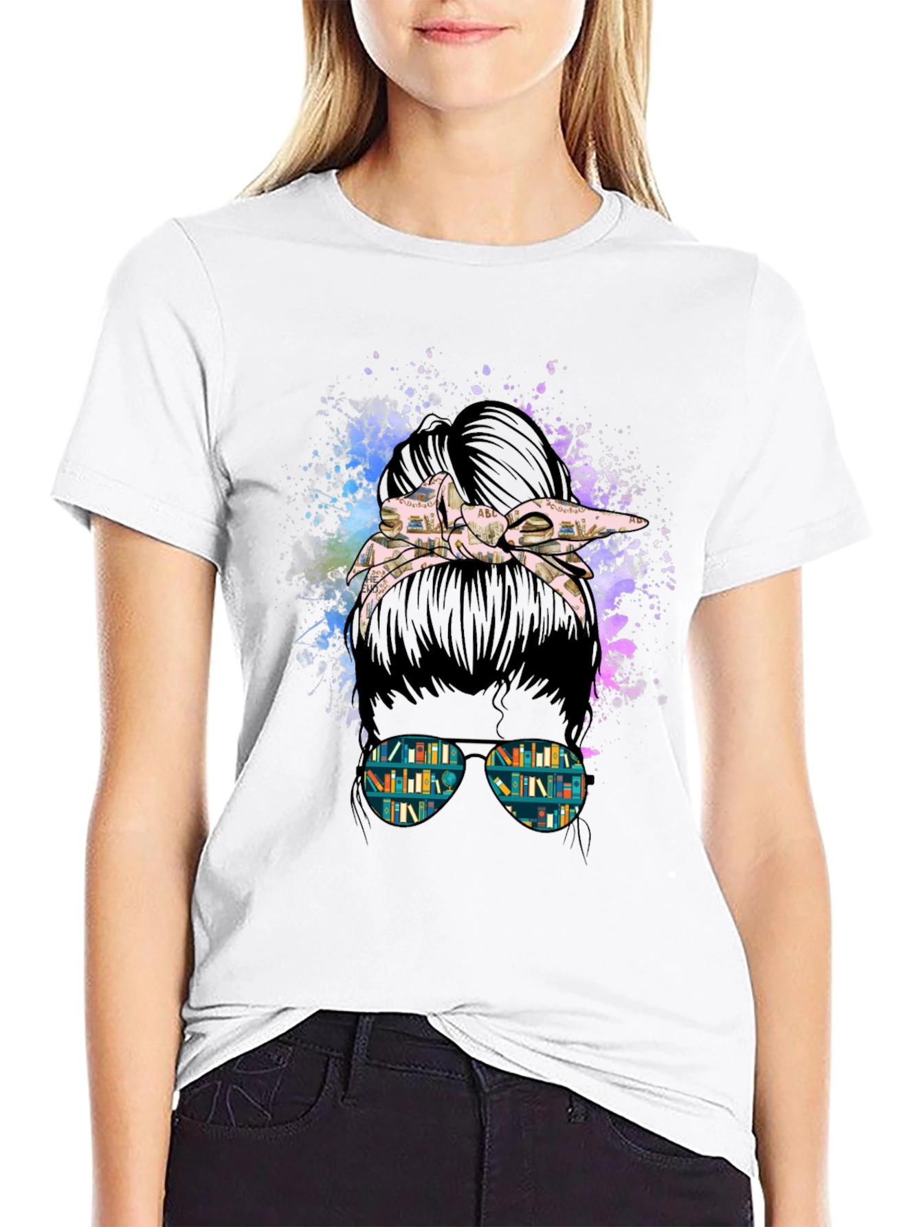 Book Lover Messy Bun T-Shirt