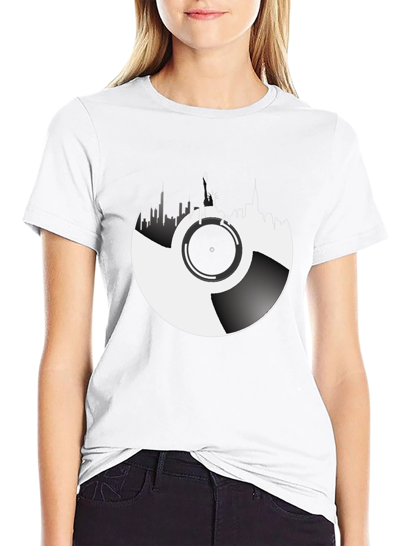 NYC Skyline Vinyl Record Graphic Tee