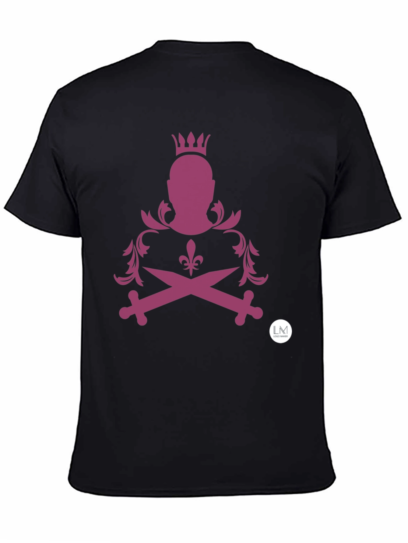 Edgy Crowned Swords T-Shirt - Black