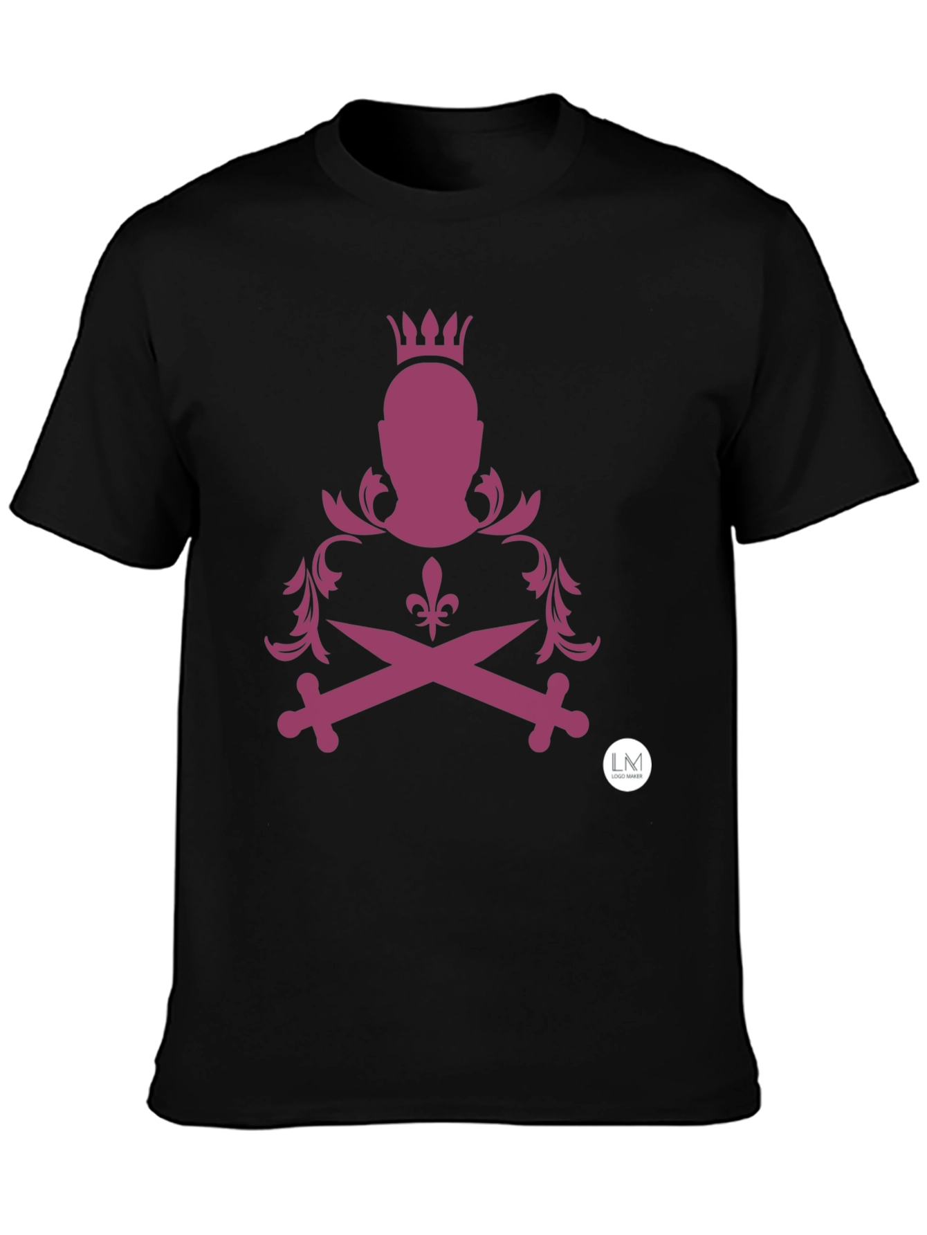 Edgy Crowned Swords T-Shirt - Black