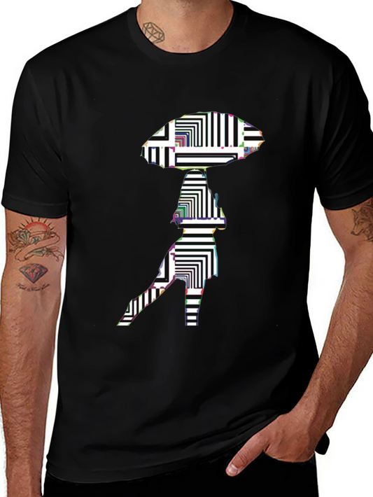 Abstract Alien Graphic Black T-Shirt