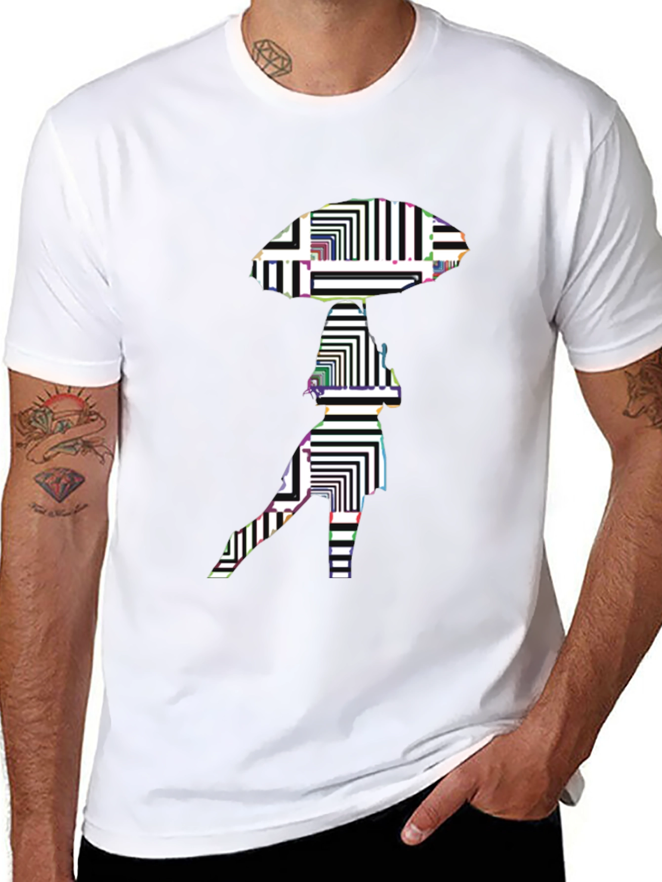 Abstract Alien Graphic Black T-Shirt