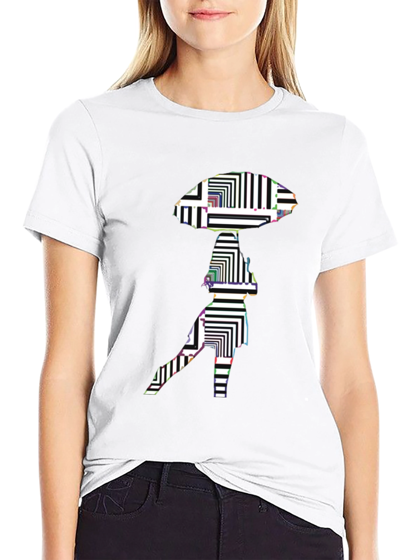 Abstract Alien Graphic Black T-Shirt