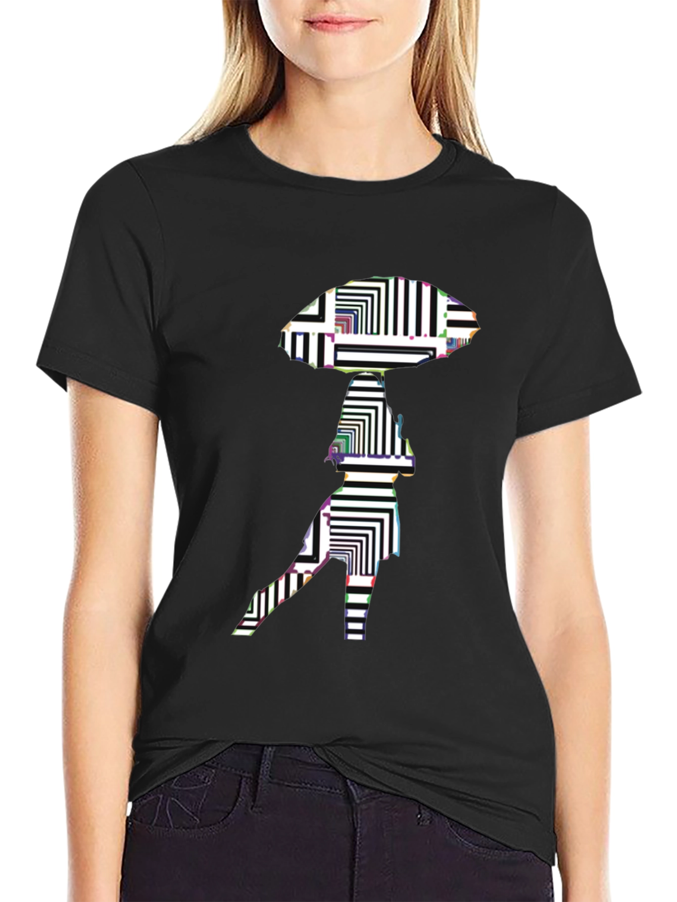 Abstract Alien Graphic Black T-Shirt