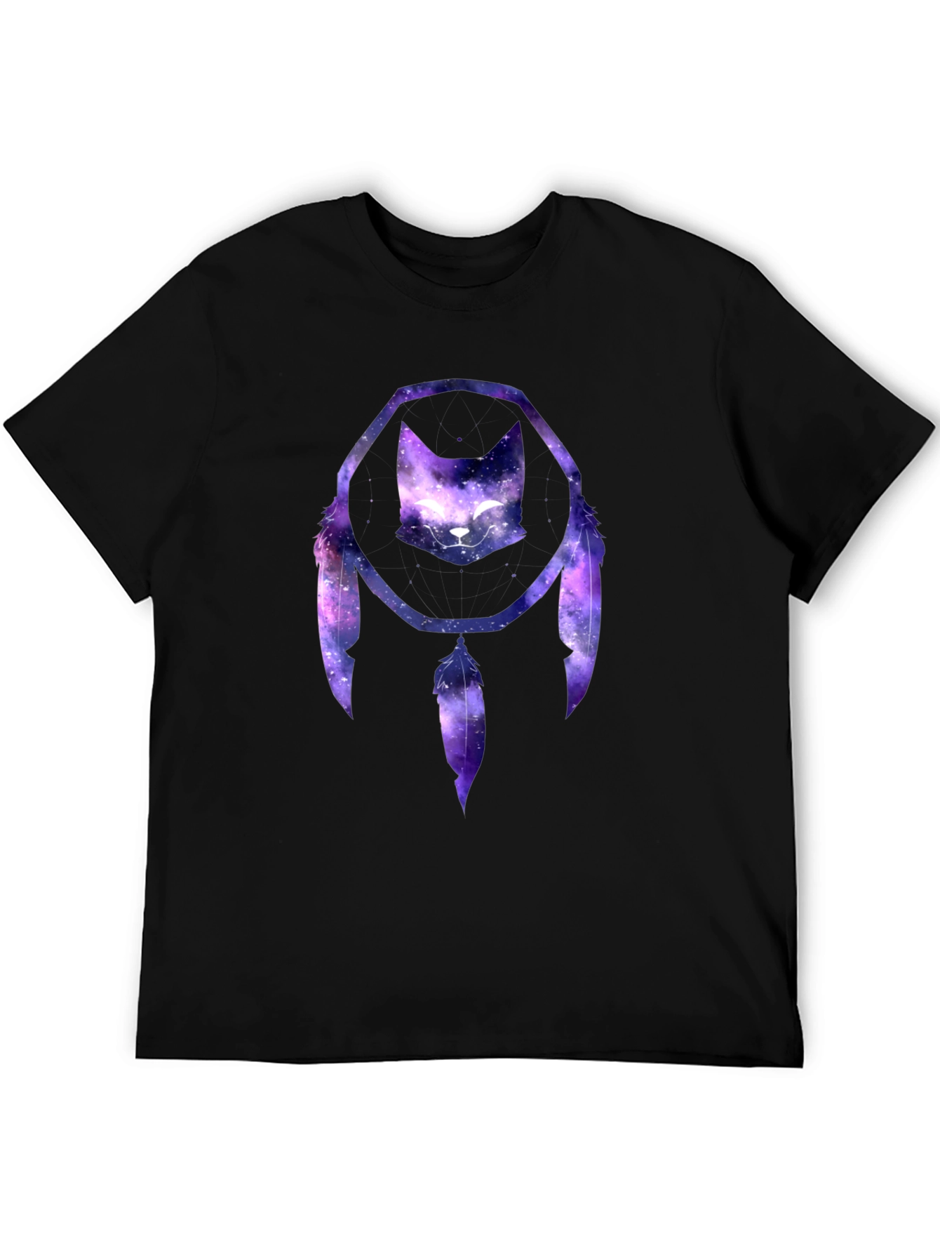 Cosmic Cat Dreamcatcher Black T-Shirt
