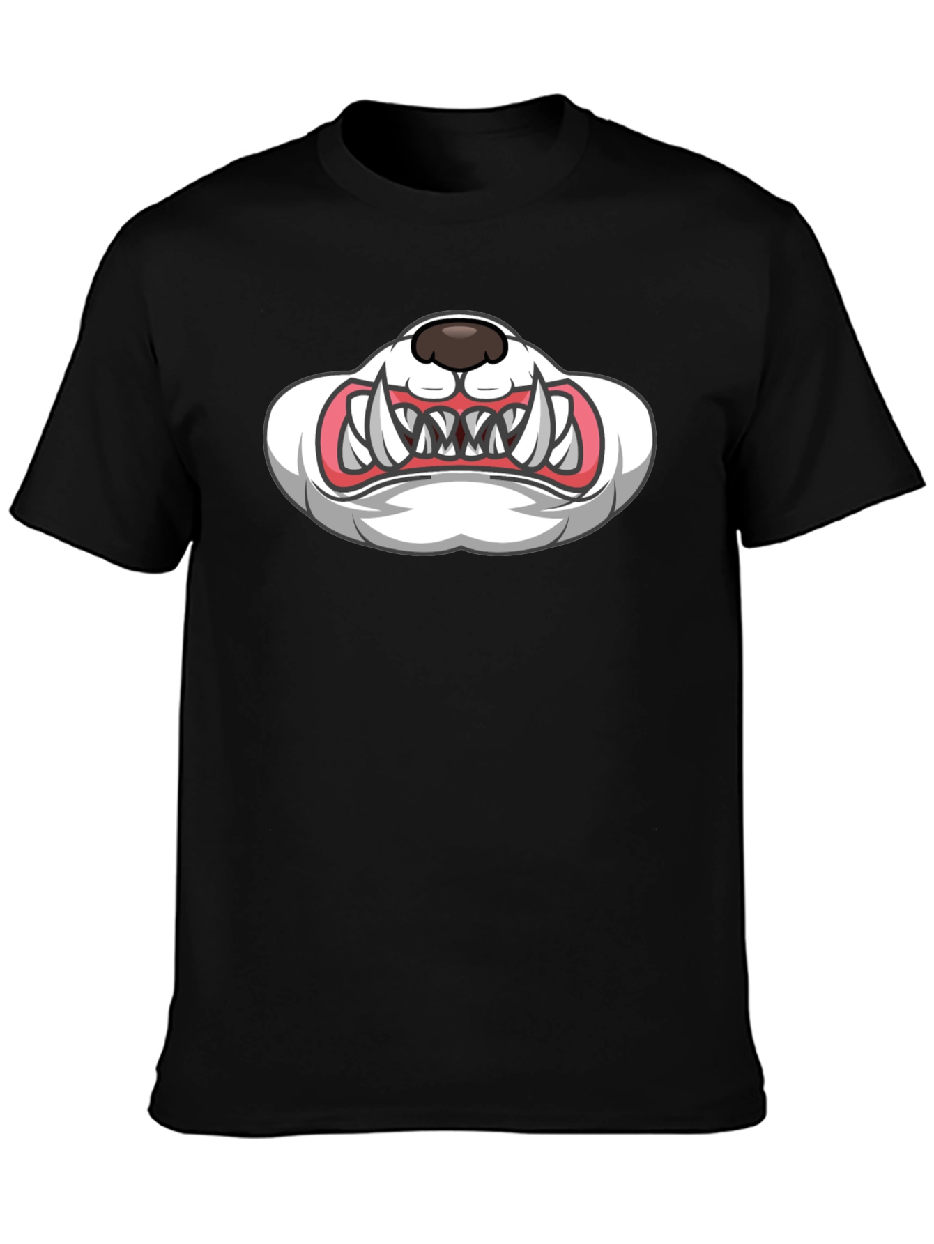 Cartoon Monster Mouth Graphic Black T-Shirt