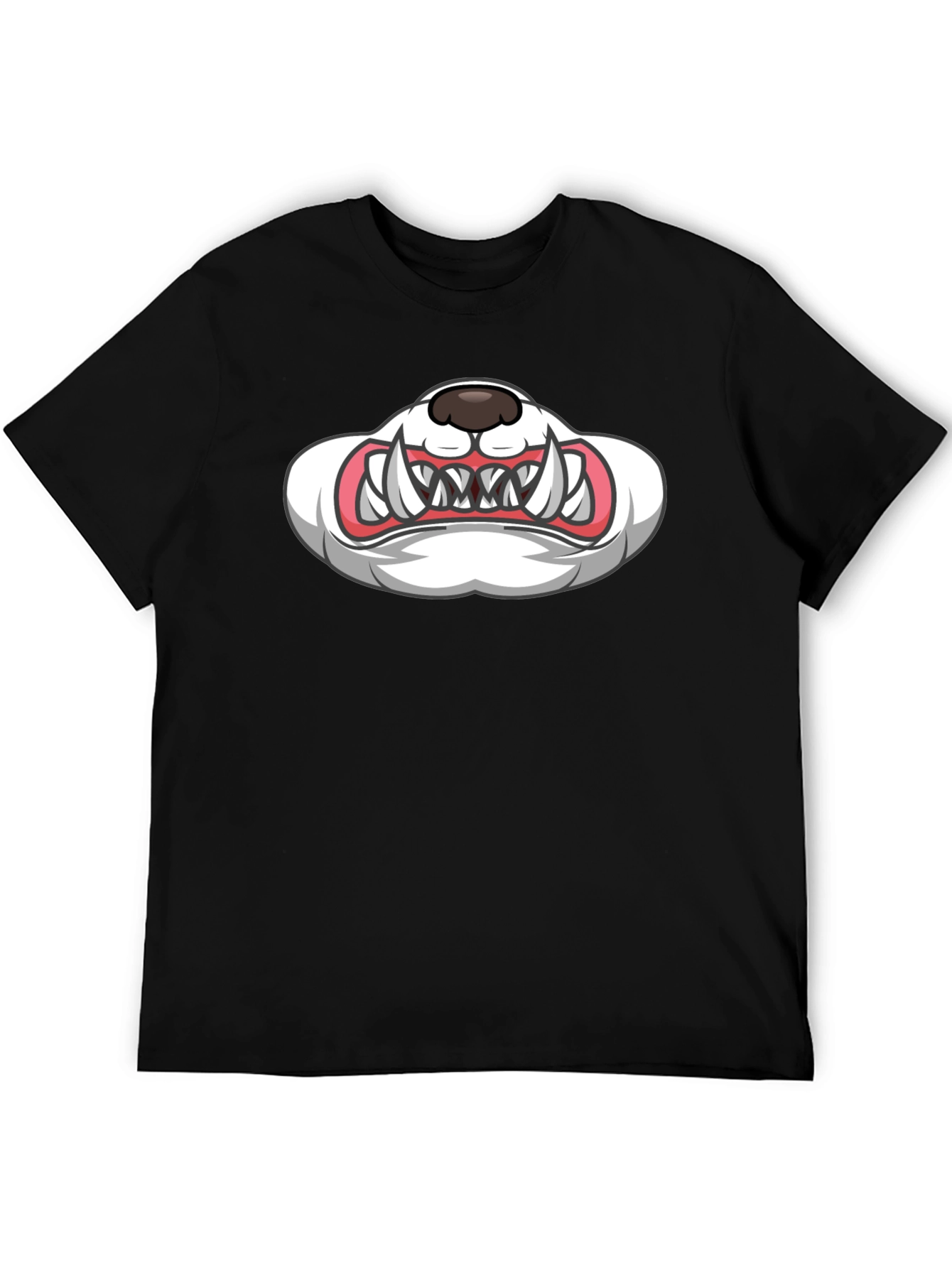 Cartoon Monster Mouth Graphic Black T-Shirt