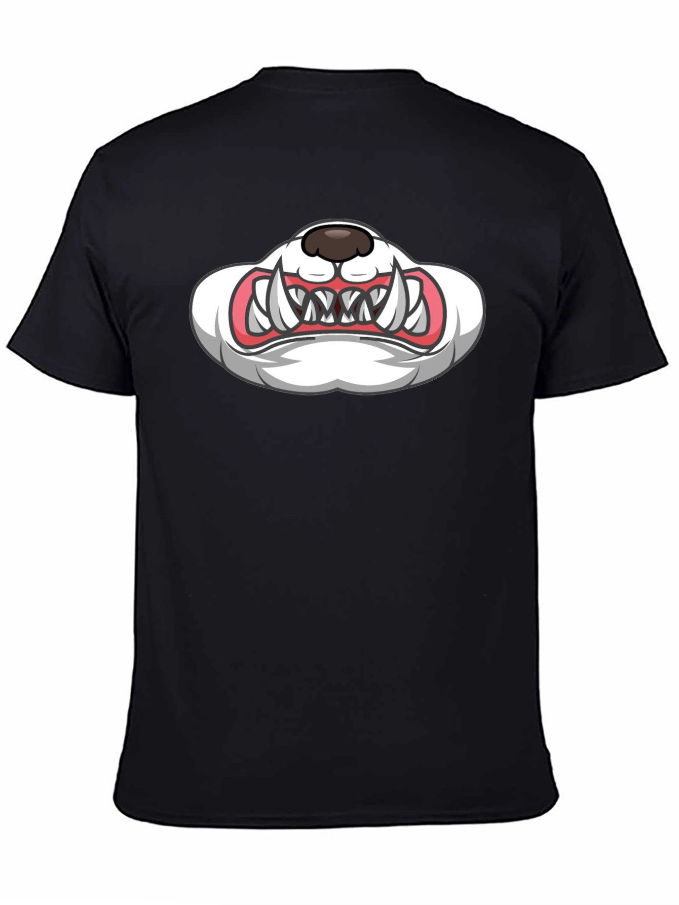 Cartoon Monster Mouth Graphic Black T-Shirt
