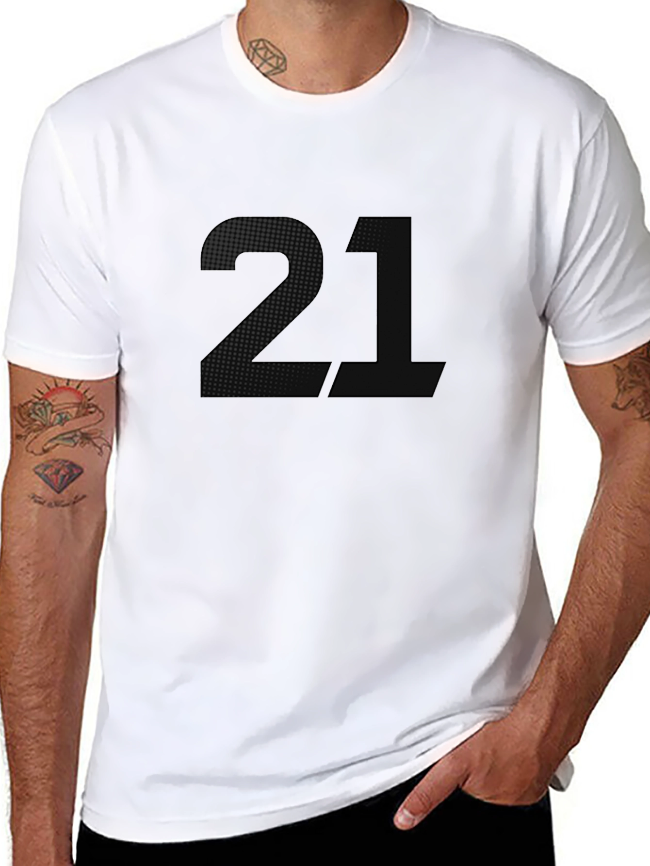 Black Graphic Tee - Number 21 Design