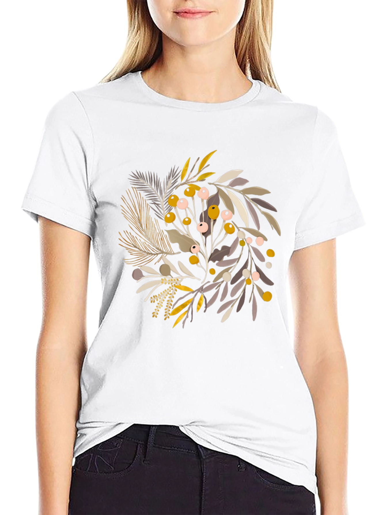 Botanical Print Crew Neck Tee