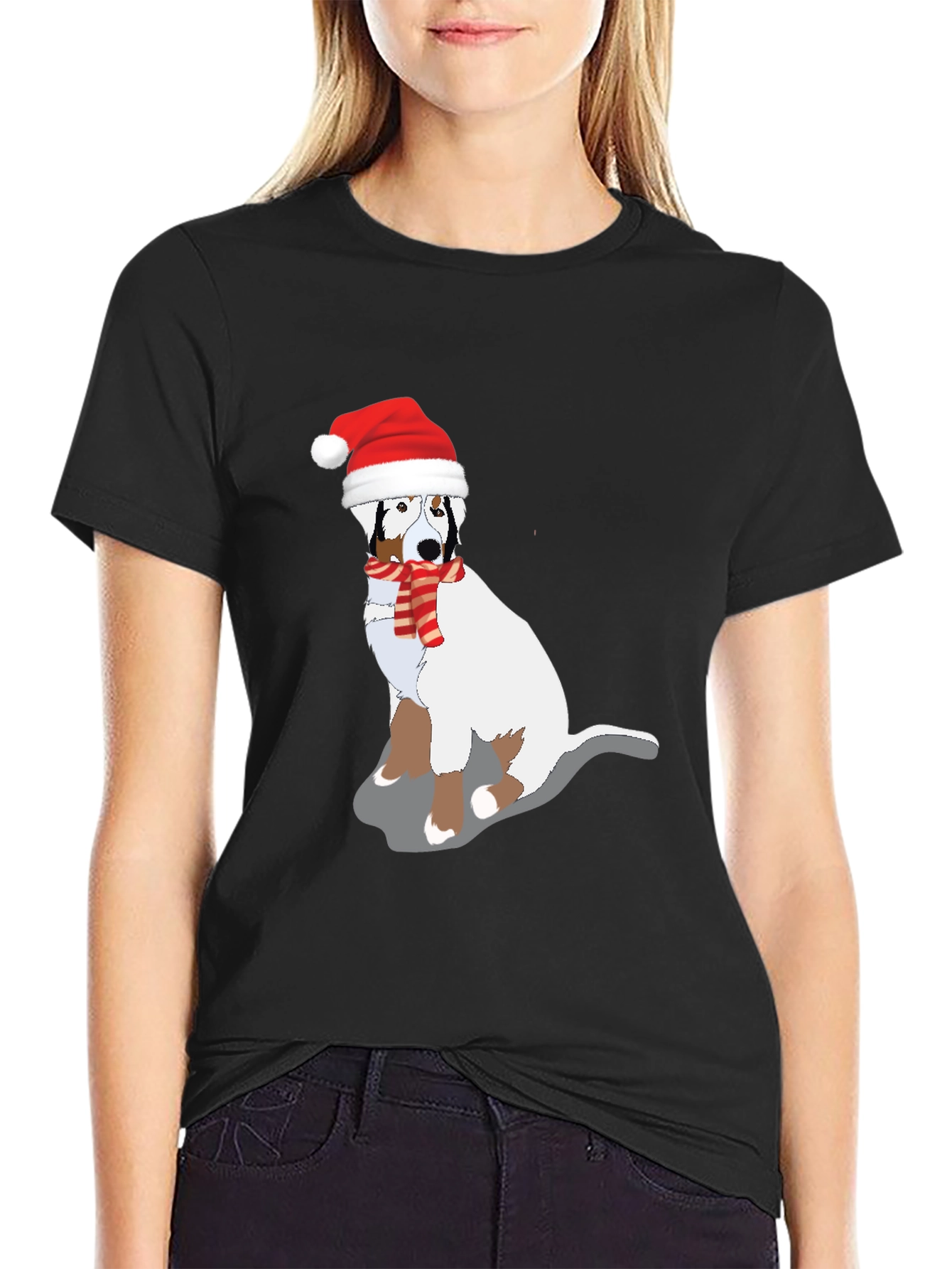 Christmas Dog Graphic Tee - Festive Holiday Shirt