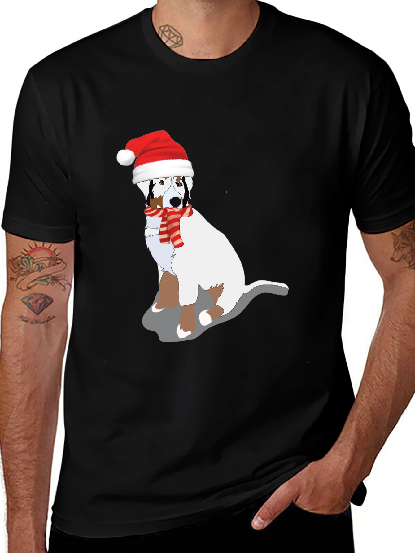 Christmas Dog Graphic Tee - Festive Holiday Shirt
