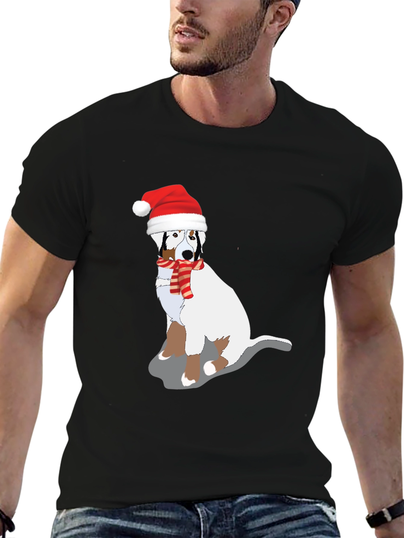 Christmas Dog Graphic Tee - Festive Holiday Shirt