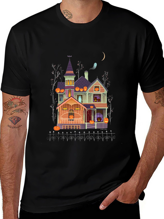 Halloween Haunted House T-Shirt - Spooky Season Apparel