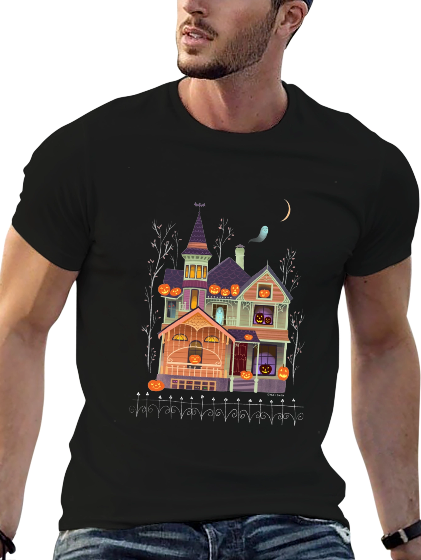 Halloween Haunted House T-Shirt - Spooky Season Apparel
