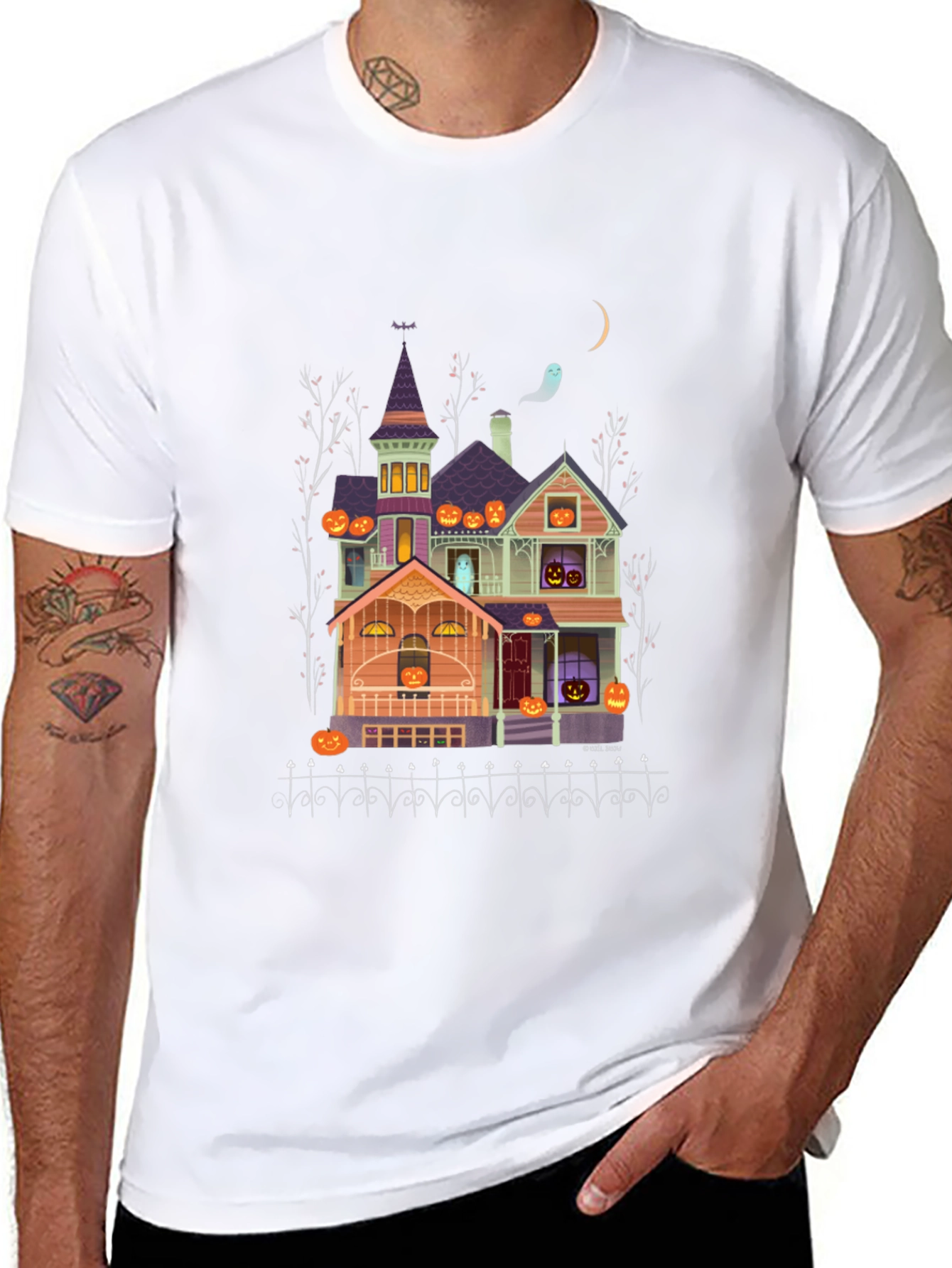 Halloween Haunted House T-Shirt - Spooky Season Apparel