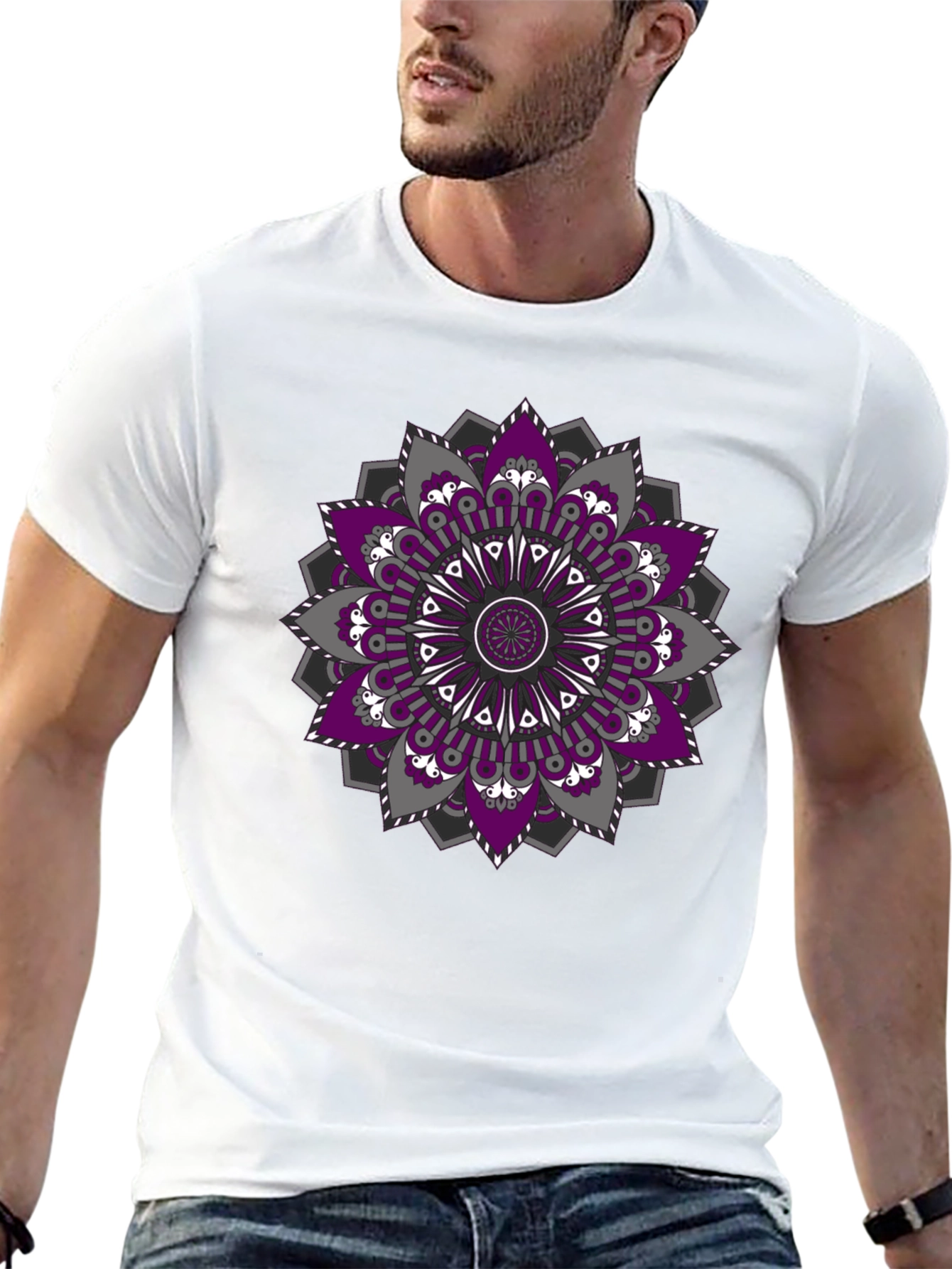 Mandala Print Black T-Shirt