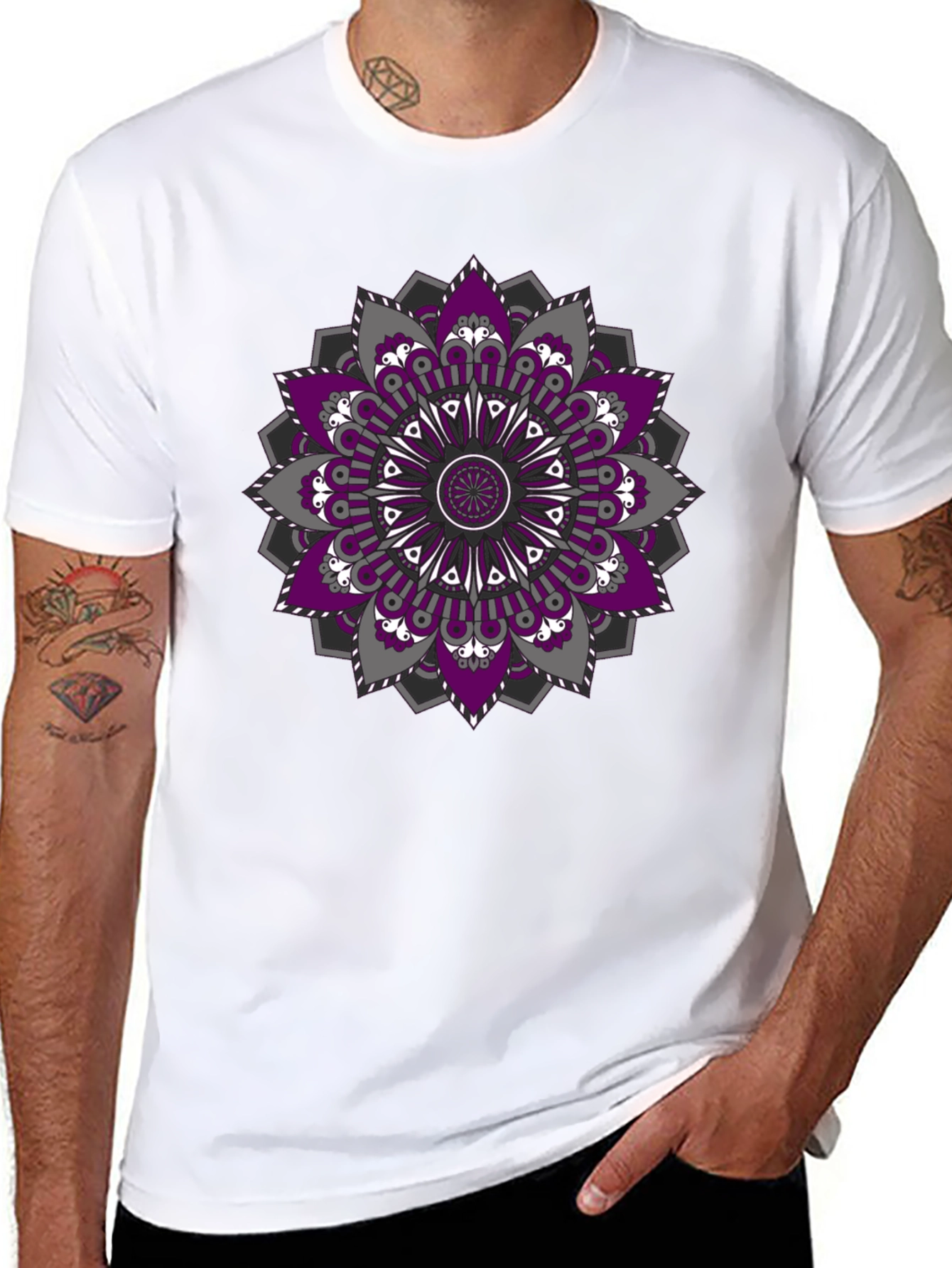 Mandala Print Black T-Shirt