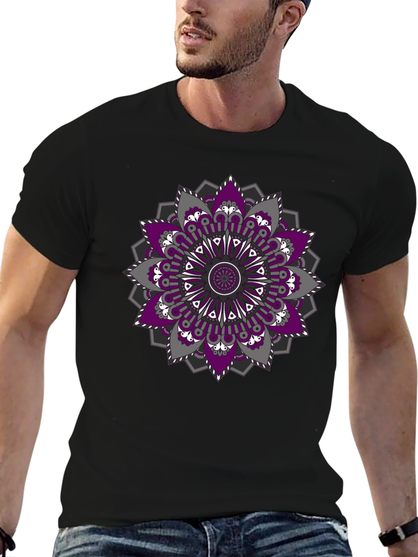 Mandala Print Black T-Shirt