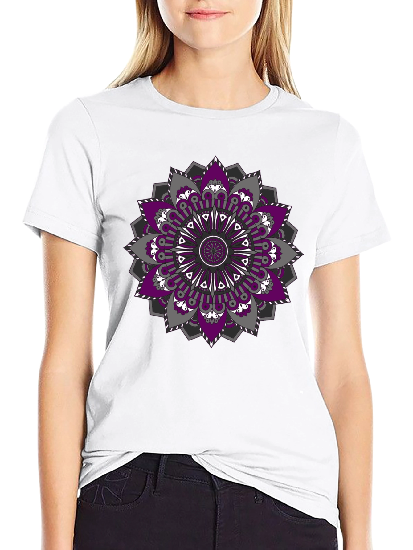 Mandala Print Black T-Shirt