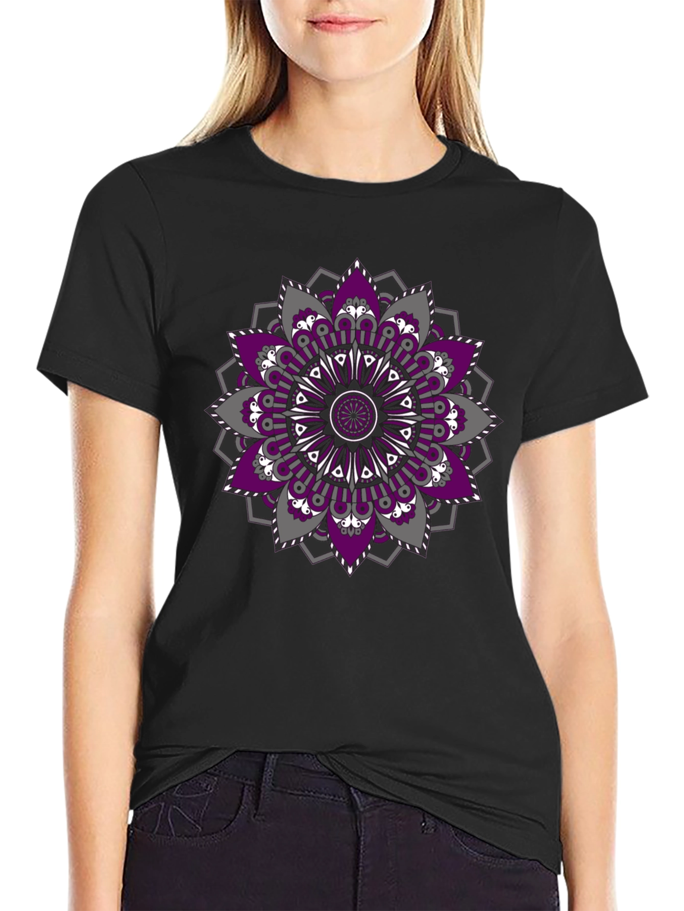 Mandala Print Black T-Shirt