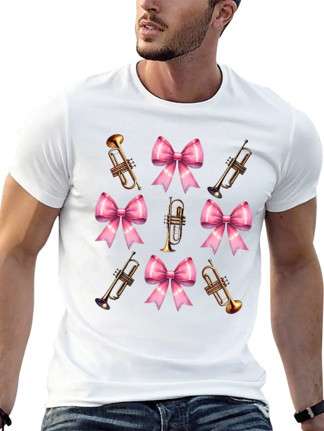 Trumpet & Bow Graphic Tee - Black Cotton Blend