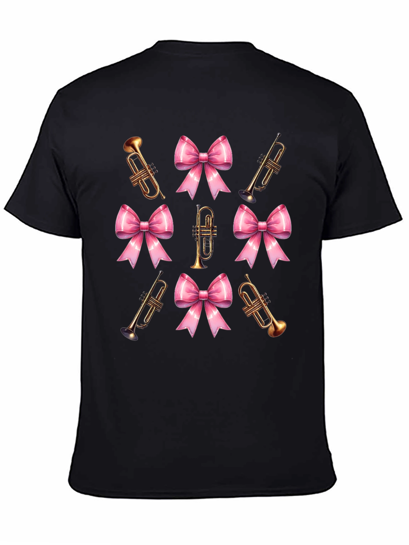 Trumpet & Bow Graphic Tee - Black Cotton Blend