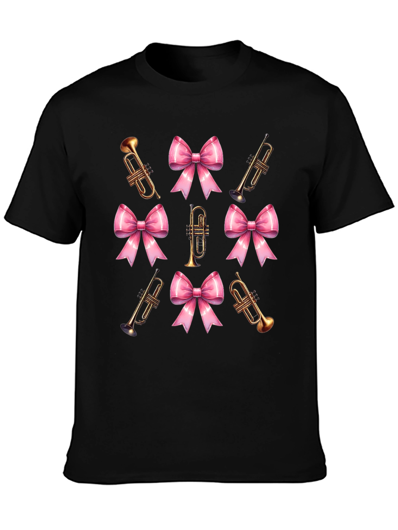 Trumpet & Bow Graphic Tee - Black Cotton Blend