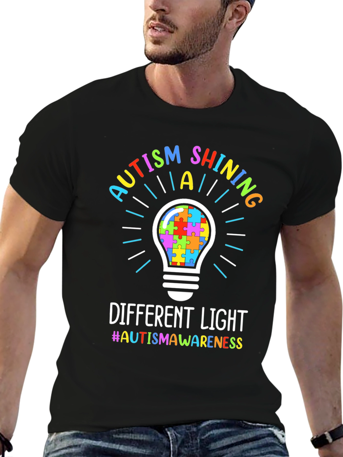 Autism Awareness Puzzle Lightbulb T-Shirt