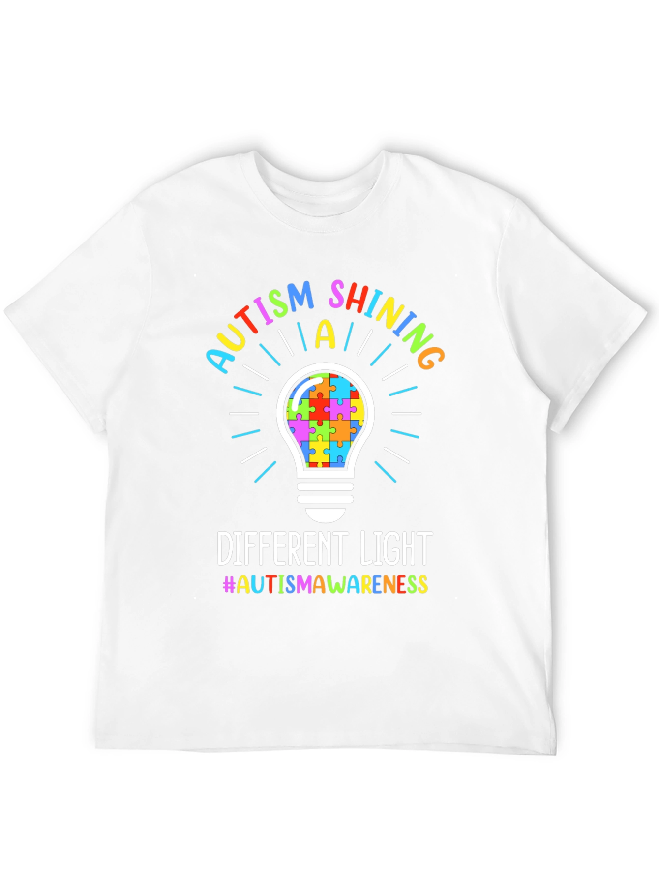 Autism Awareness Puzzle Lightbulb T-Shirt
