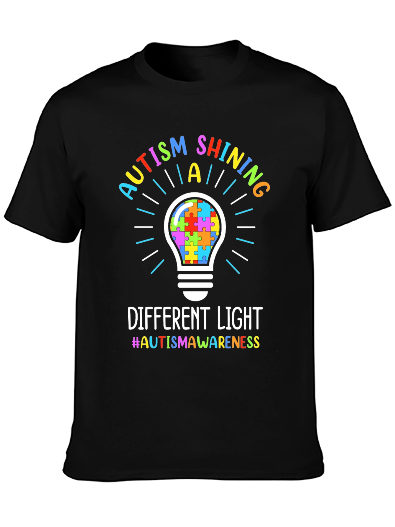 Autism Awareness Puzzle Lightbulb T-Shirt