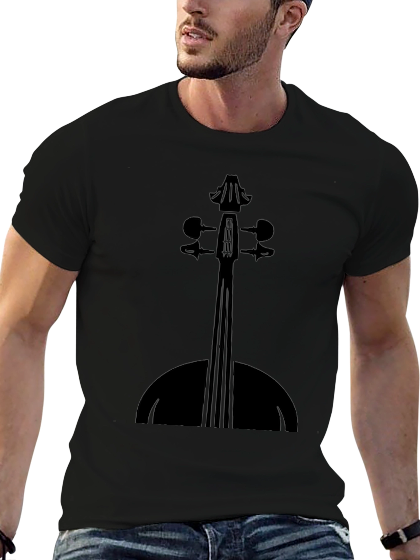 Violin Silhouette Black T-Shirt