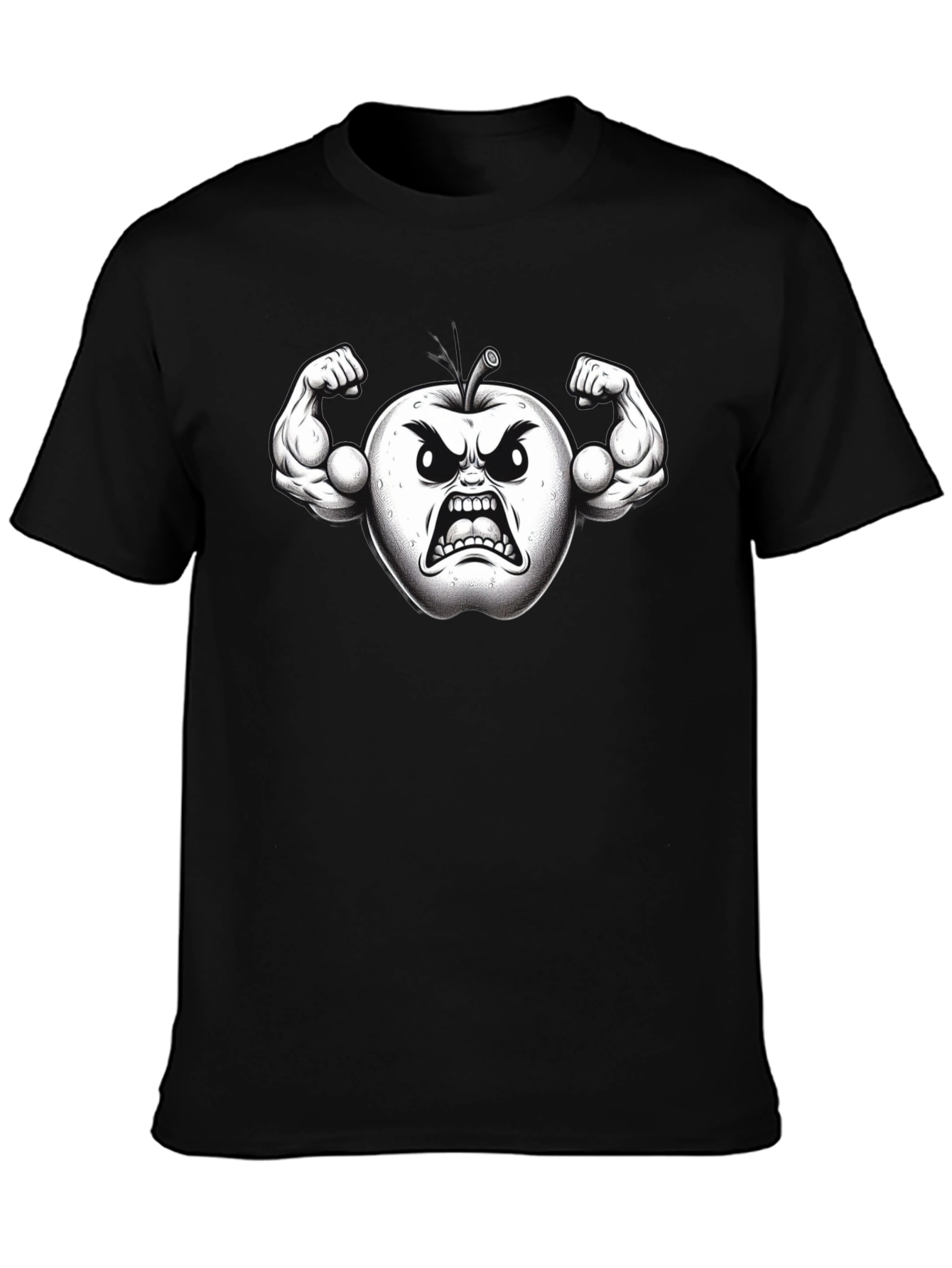Angry Apple Muscle Shirt - Black Fruit Power