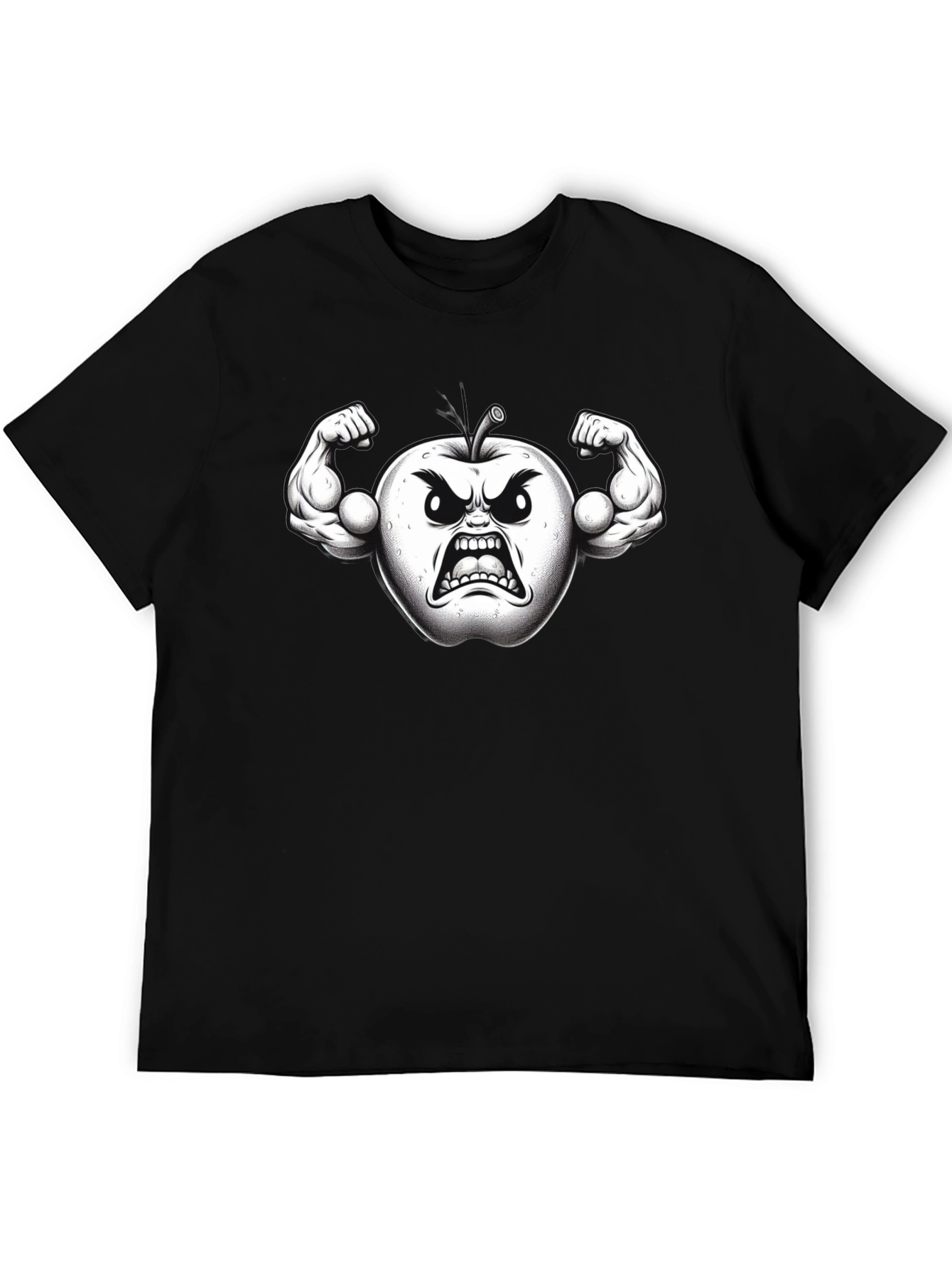 Angry Apple Muscle Shirt - Black Fruit Power
