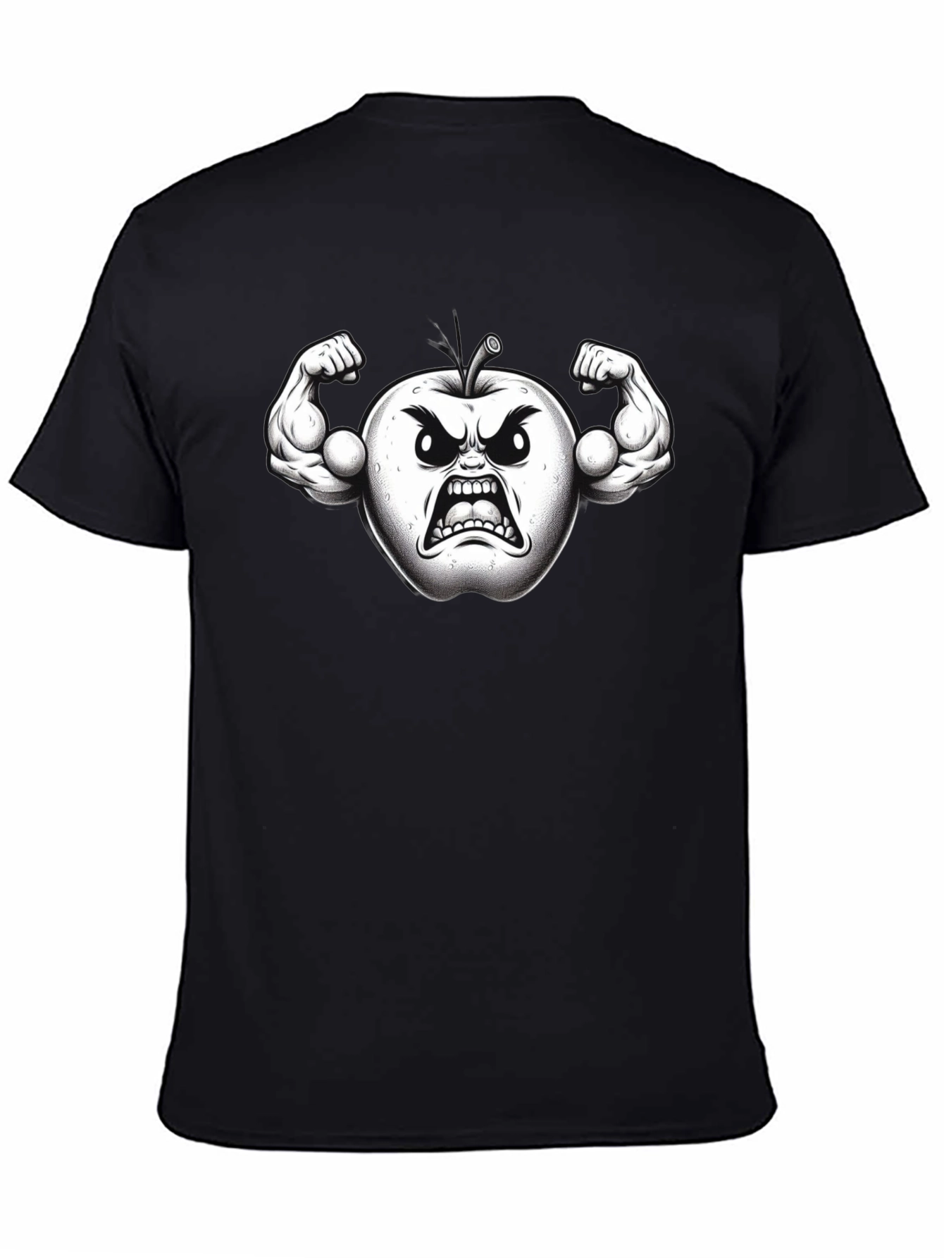 Angry Apple Muscle Shirt - Black Fruit Power