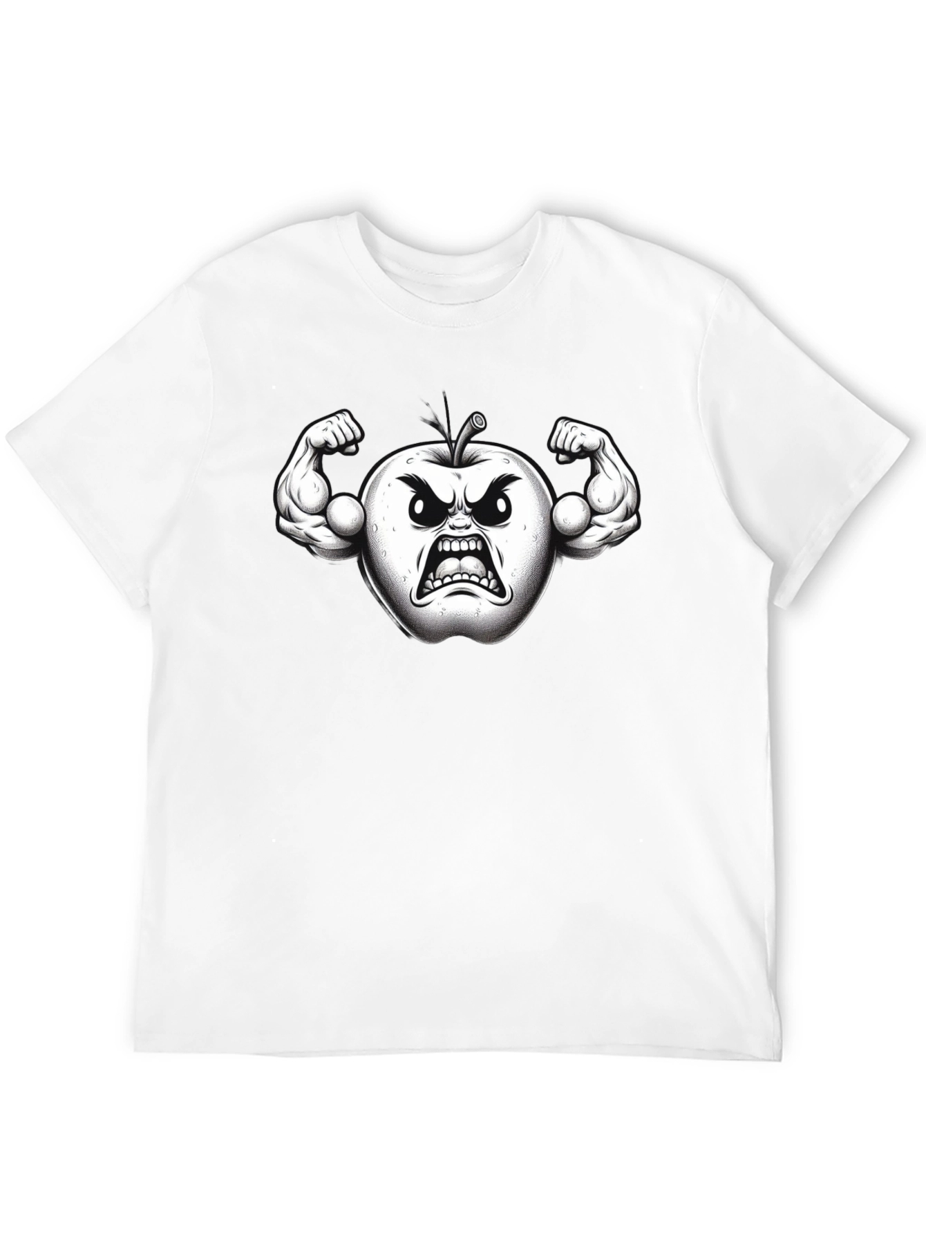 Angry Apple Muscle Shirt - Black Fruit Power