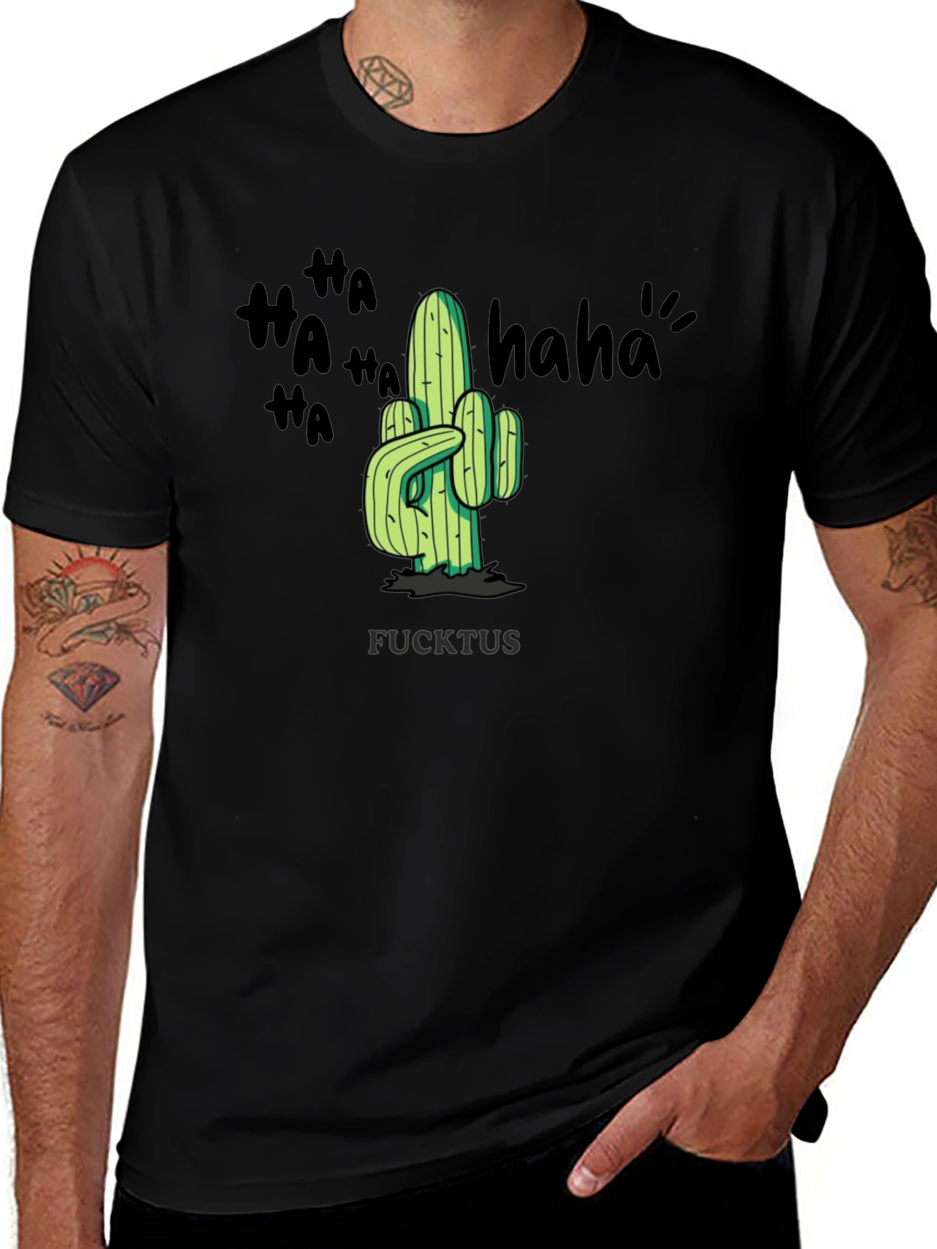 Humorous FUCKTUS Cactus Graphic T-Shirt