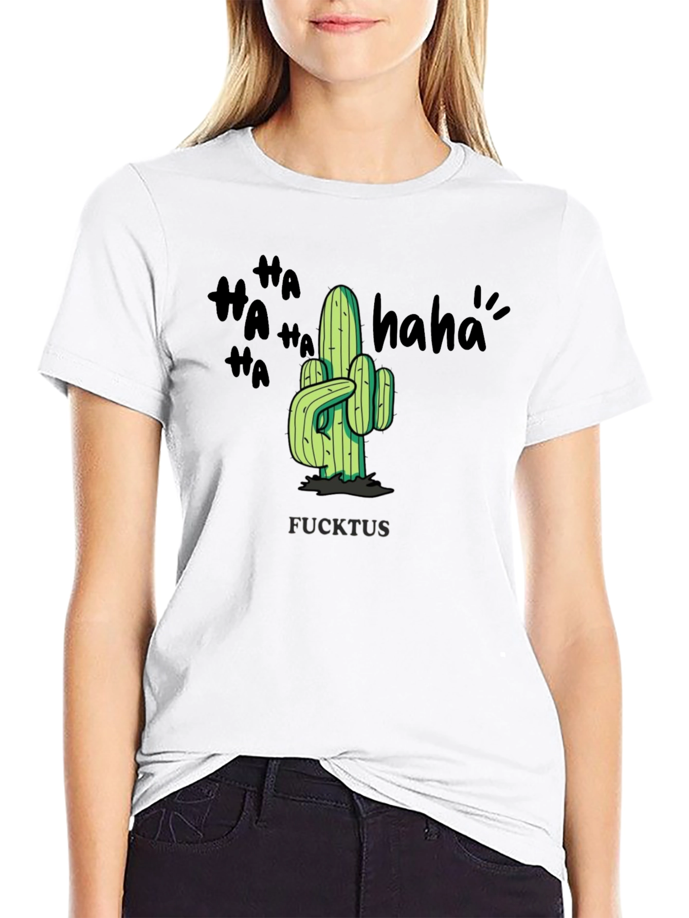Humorous FUCKTUS Cactus Graphic T-Shirt