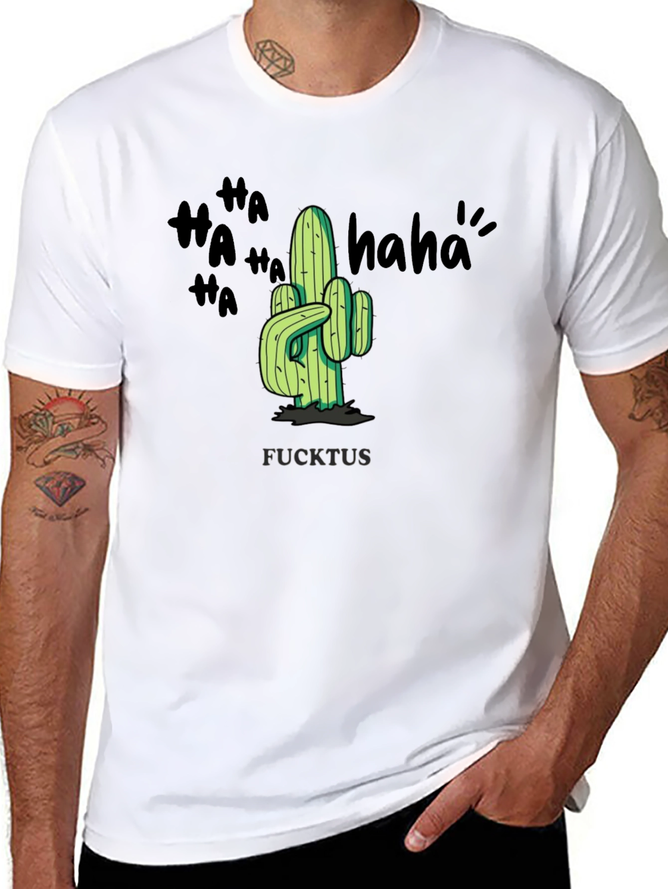 Humorous FUCKTUS Cactus Graphic T-Shirt