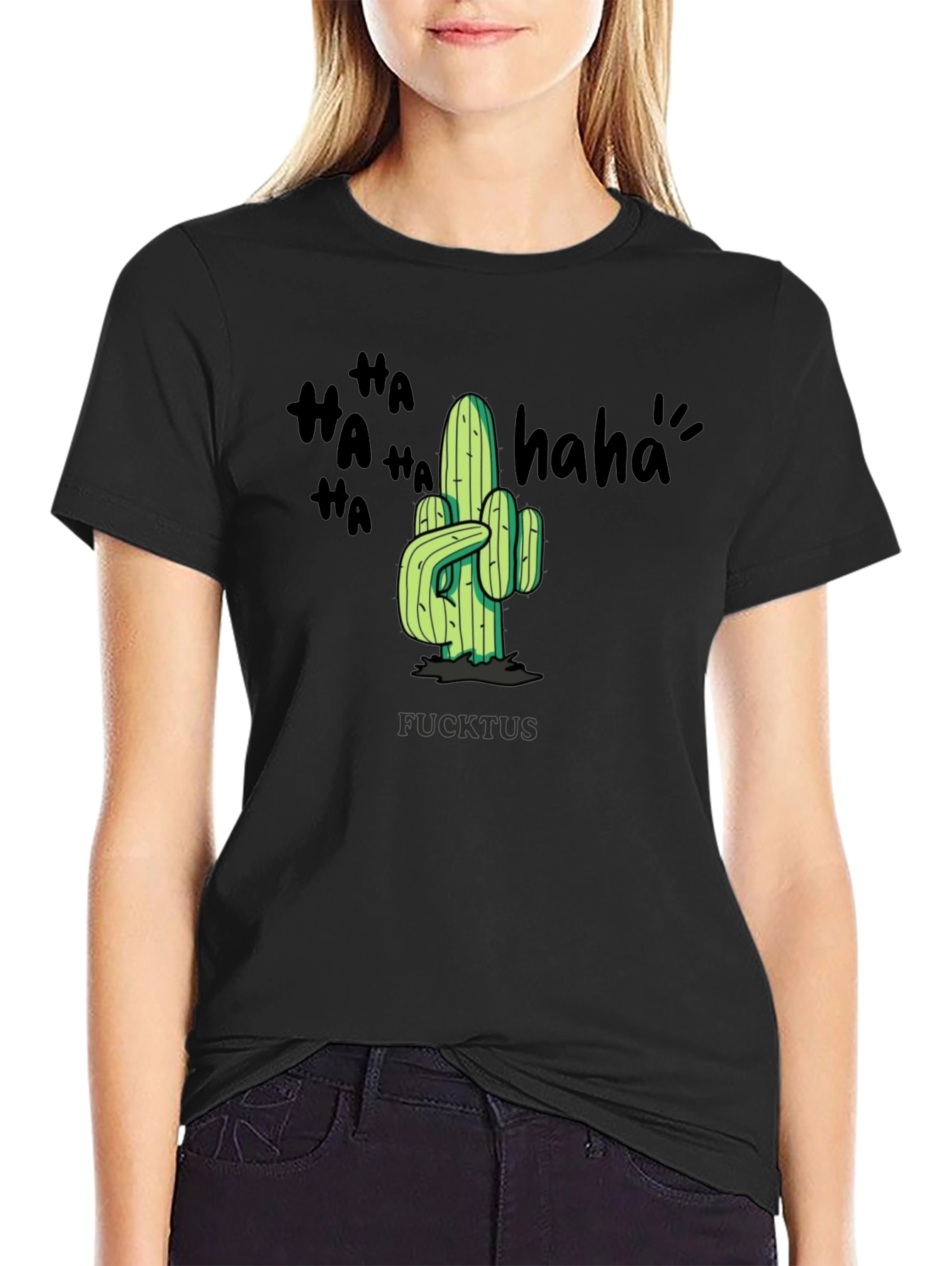 Humorous FUCKTUS Cactus Graphic T-Shirt