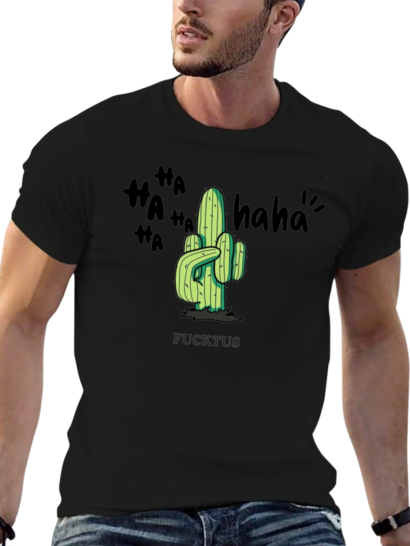 Humorous FUCKTUS Cactus Graphic T-Shirt