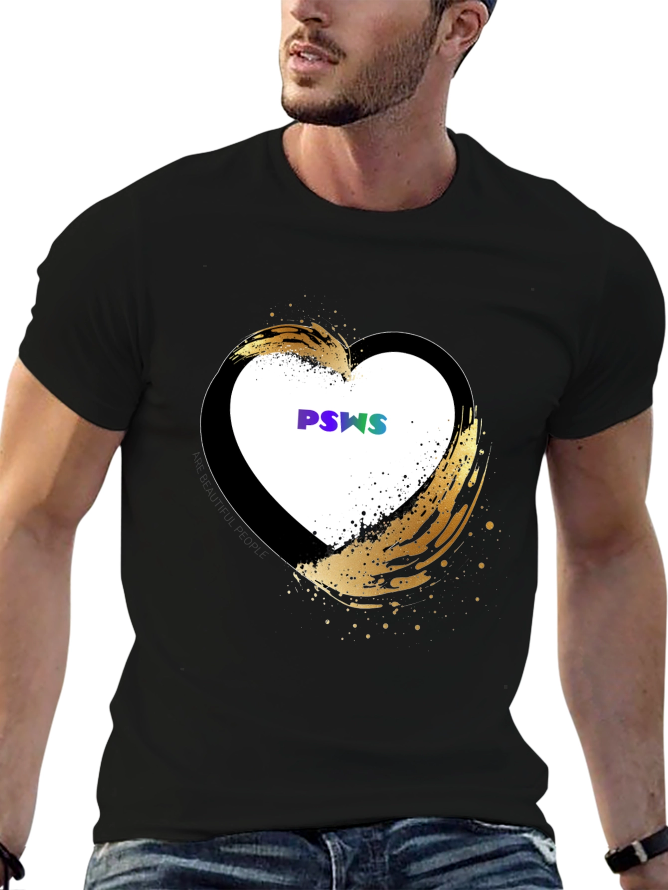 Stylish Black Heart Graphic T-Shirt