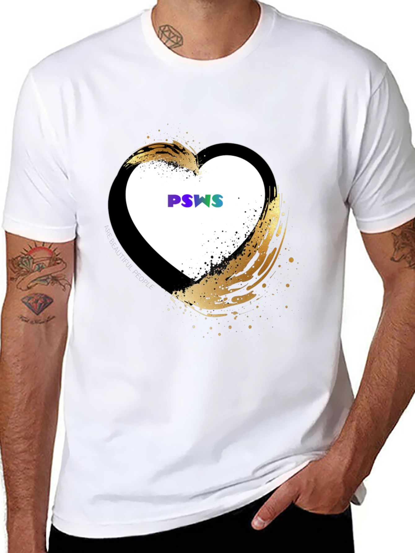 Stylish Black Heart Graphic T-Shirt