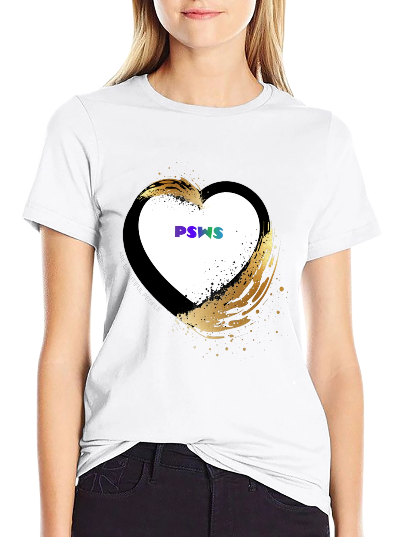 Stylish Black Heart Graphic T-Shirt