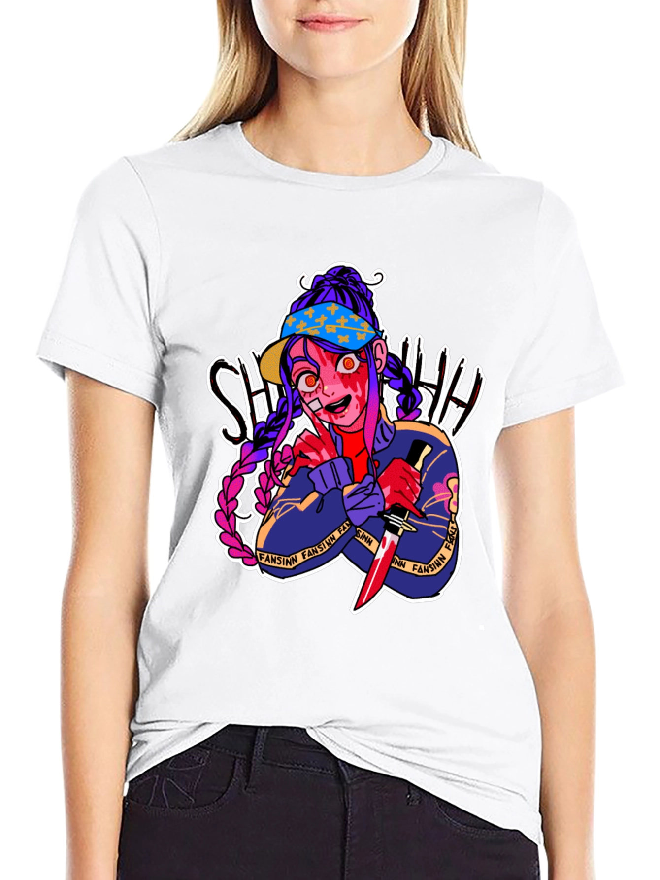 Anime Horror Graphic T-Shirt - Bloody Knife