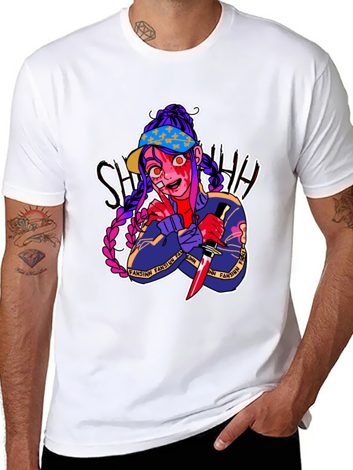 Anime Horror Graphic T-Shirt - Bloody Knife