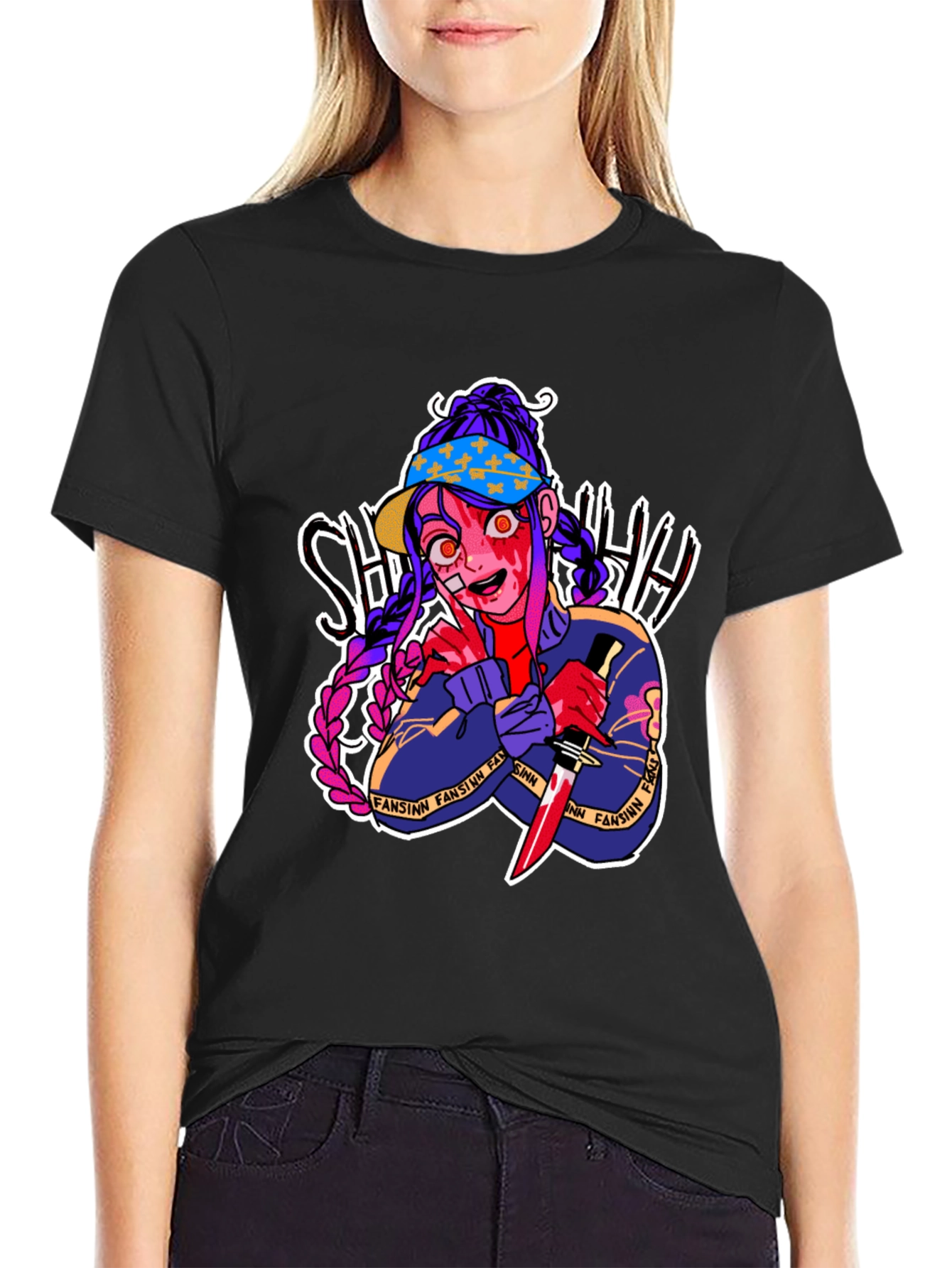 Anime Horror Graphic T-Shirt - Bloody Knife