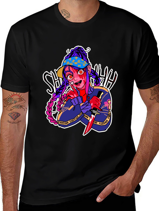 Anime Horror Graphic T-Shirt - Bloody Knife
